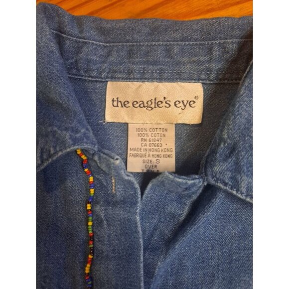 Vintage 90s The Egales Eye Jeans Couture Blue Denim Shirt Small Southwest - Picture 2 of 2